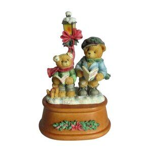 Enesco Cherished Teddies Christmas Music Box Figurine Plays "The First Noel"